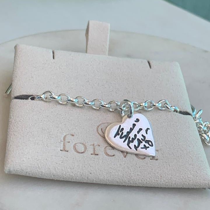 Handwriting Heart Charm Bracelet