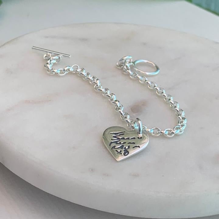 Handwriting Heart Charm Bracelet