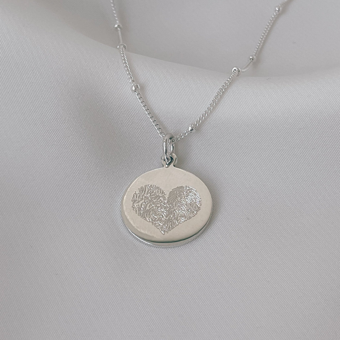 Silver Dual Heart Fingerprint Necklace