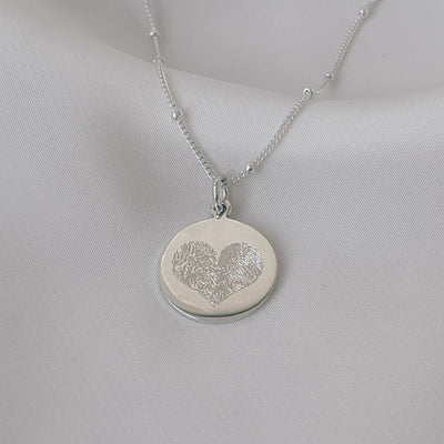 Silver Dual Heart Fingerprint Necklace