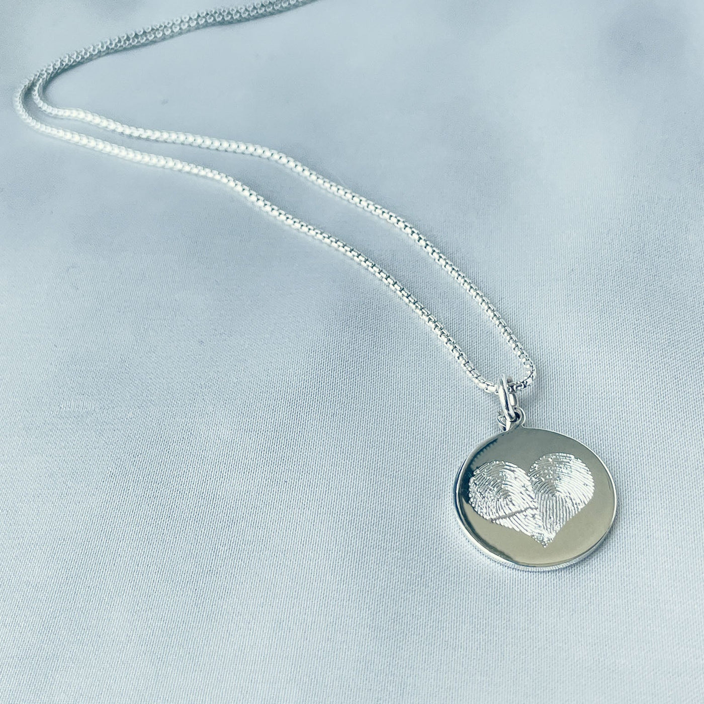 Silver Dual Heart Fingerprint Necklace