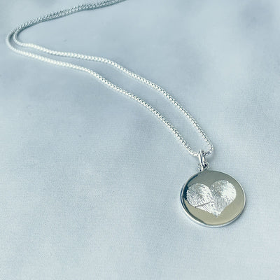 Silver Dual Heart Fingerprint Necklace