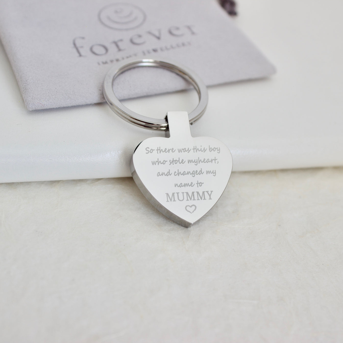 ENGRAVED HEART KEYRING 'Hands that stole my heart' | forever imprint jewellery