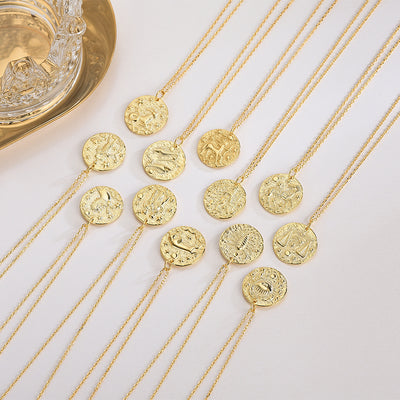 GOLD EMBOSSED ZODIAC NECKLACE | forever imprint jewellery