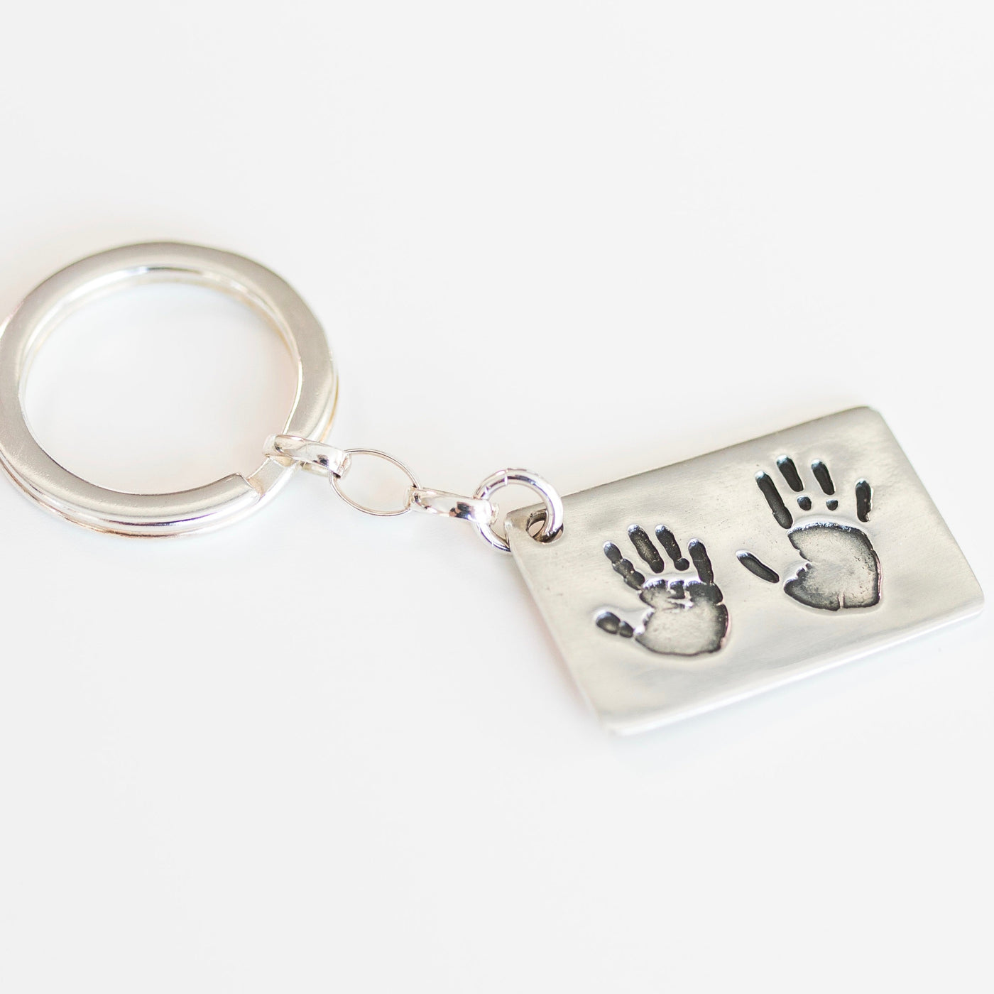 PERSONALIZED DOUBLE HANDPRINT EXTRA LARGE KEYRING | forever imprint jewellery