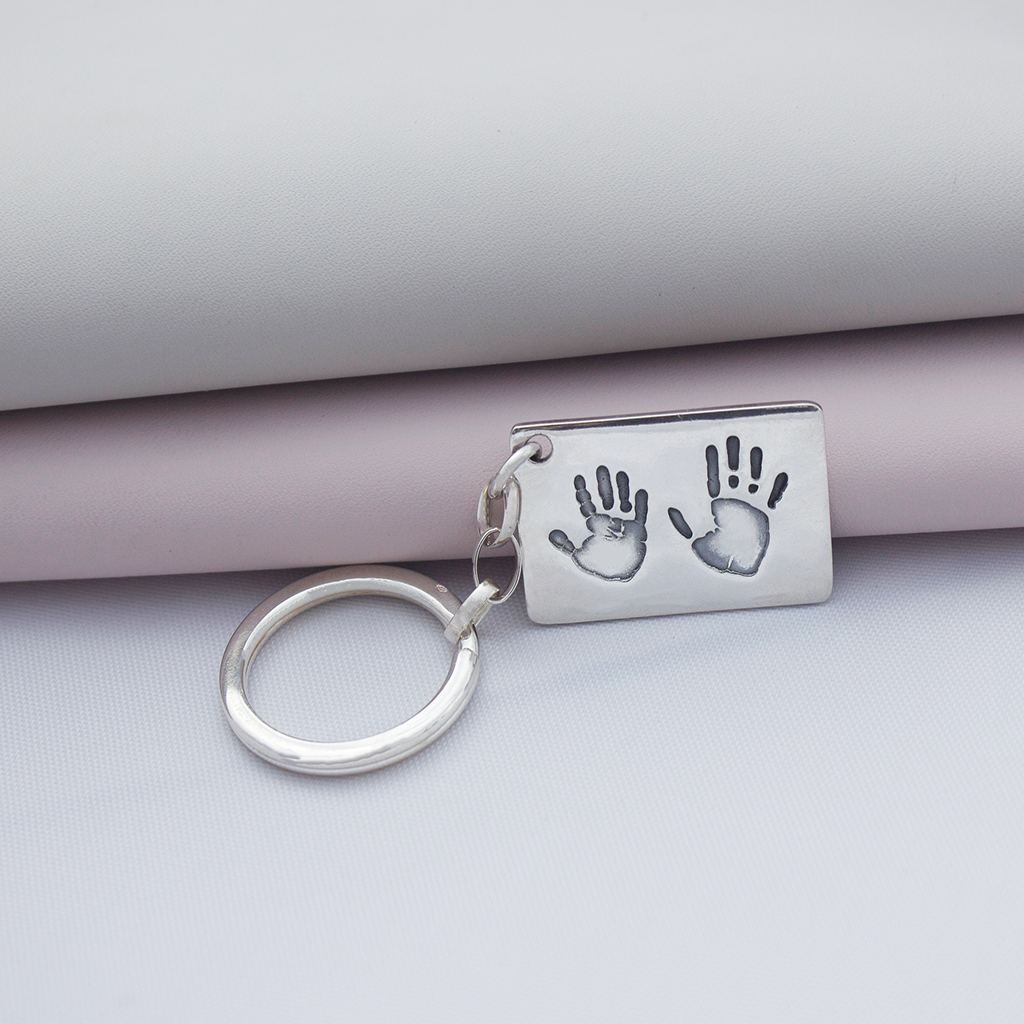 PERSONALIZED  DOUBLE HANDPRINT KEYCHAIN | forever imprint jewellery
