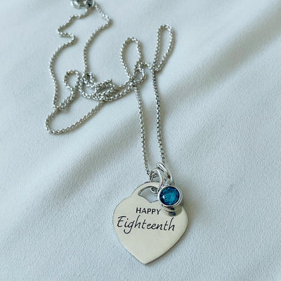 STERLING SILVER NAME PENDANT WITH BIRTHSTONE NECKLACE | FOREVER IMPRINT JEWELLERY