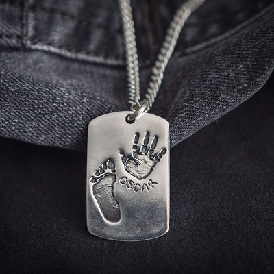 PERSONALIZED HAND & FOOTPRINT DOG-TAG NECKLACE | forever imprint jewellery