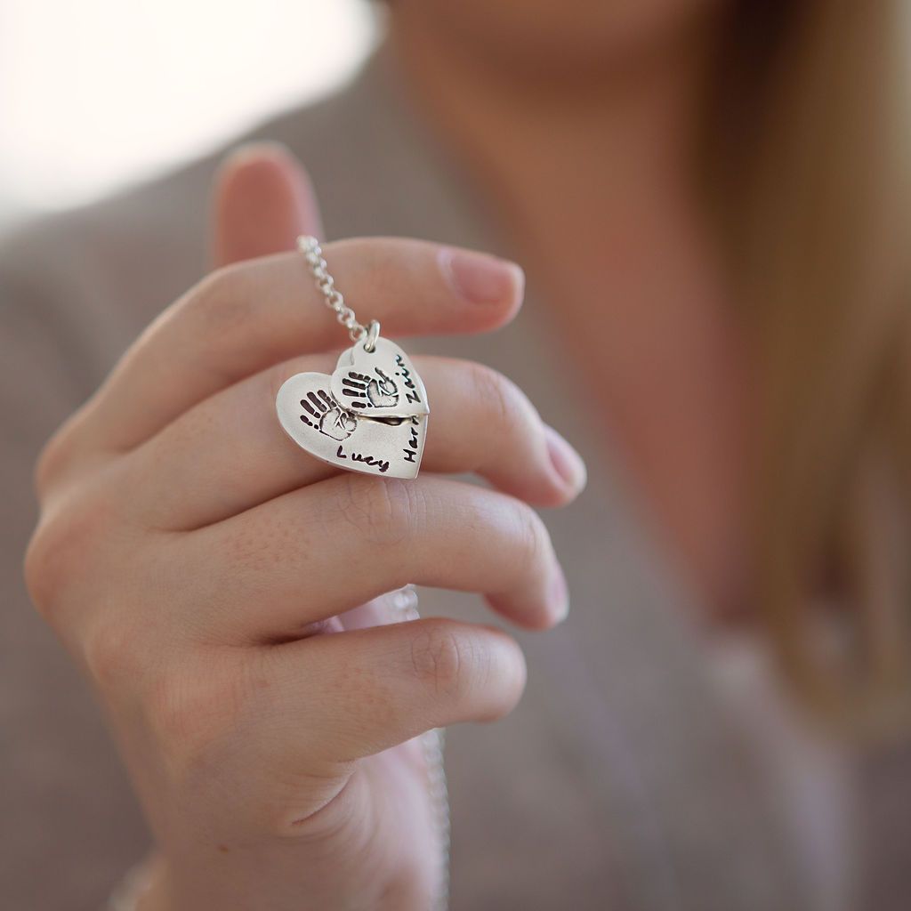 PERSONALIZED HEART PENDANT WITH TWO HANDPRINTS | FOREVER IMPRINT JEWELLERY