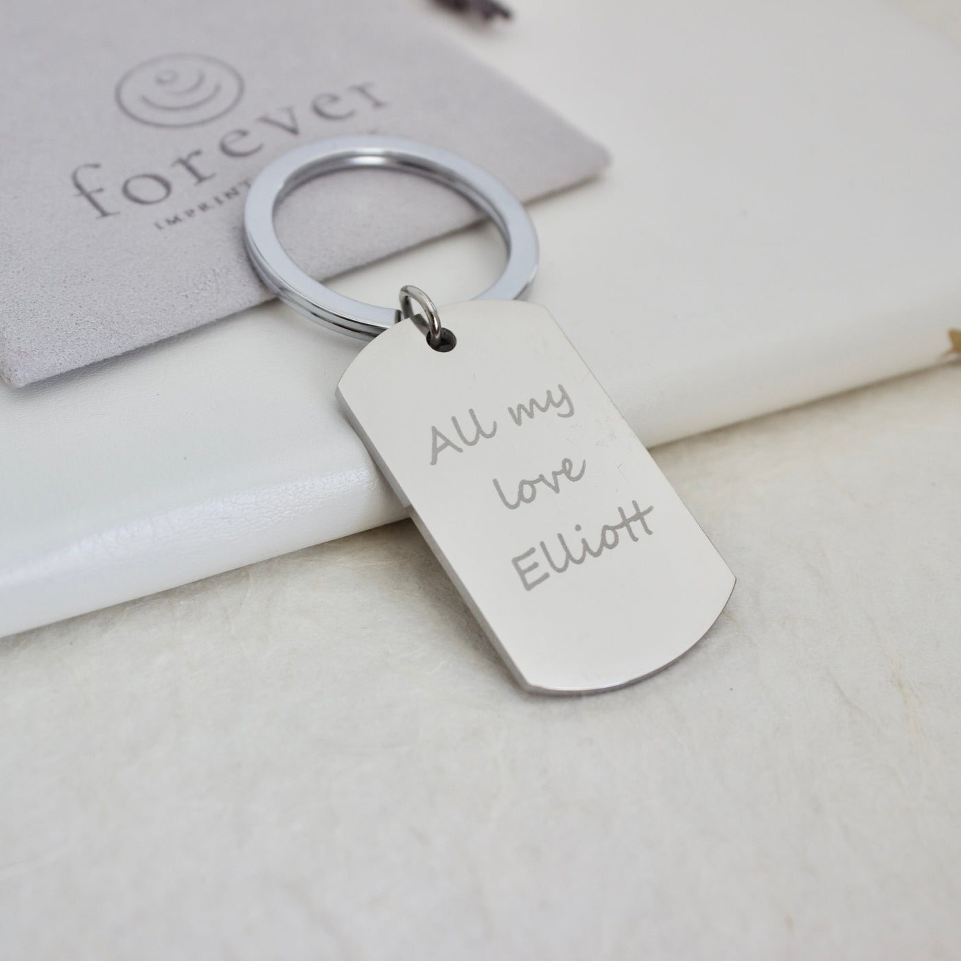 ENGRAVED DOG-TAG KEYRING 'You Will Always Be My Hero' | forever imprint jewellery