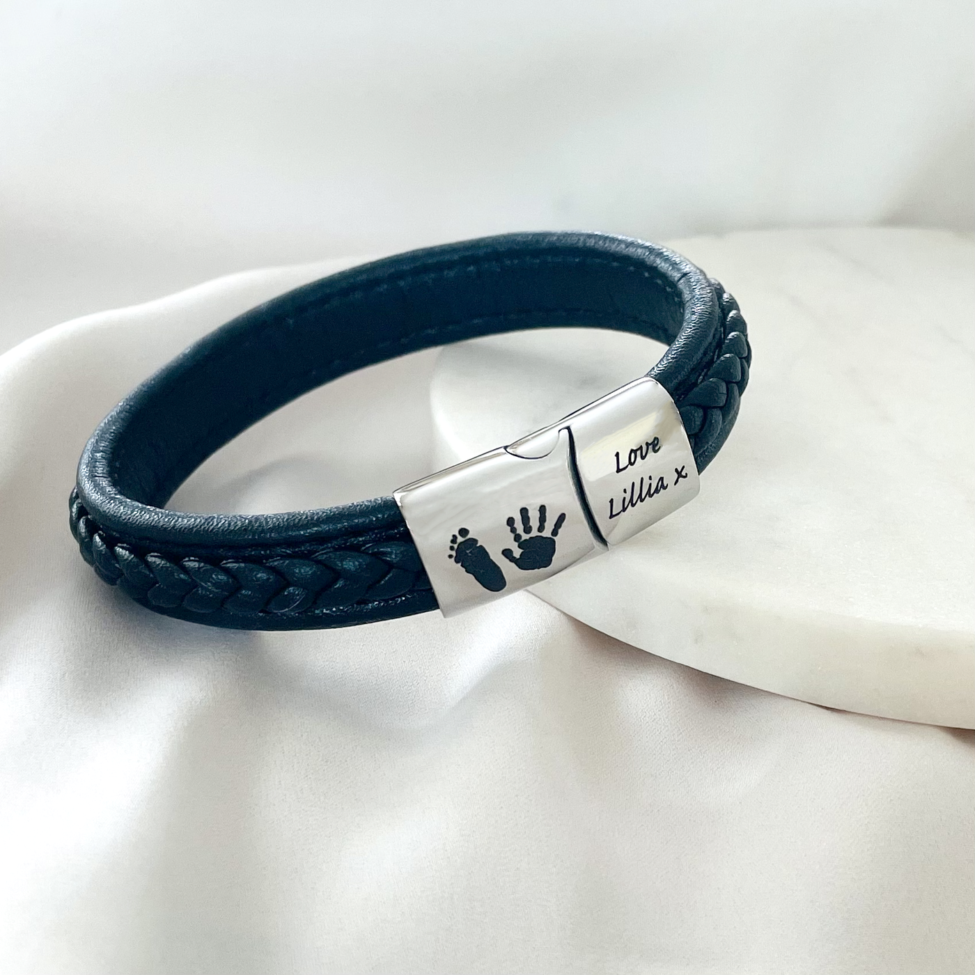 DAD'S PERSONALIZED LEATHER ENGRAVED BRACELET |  FOREVER IMPRINT JEWELLERY
