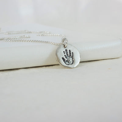 PERSONALIZED DOUBLE SIDED HAND & FOOTPRINT CIRCLE CHARM NECKLACE | FOREVER IMPRINT JEWELLERY