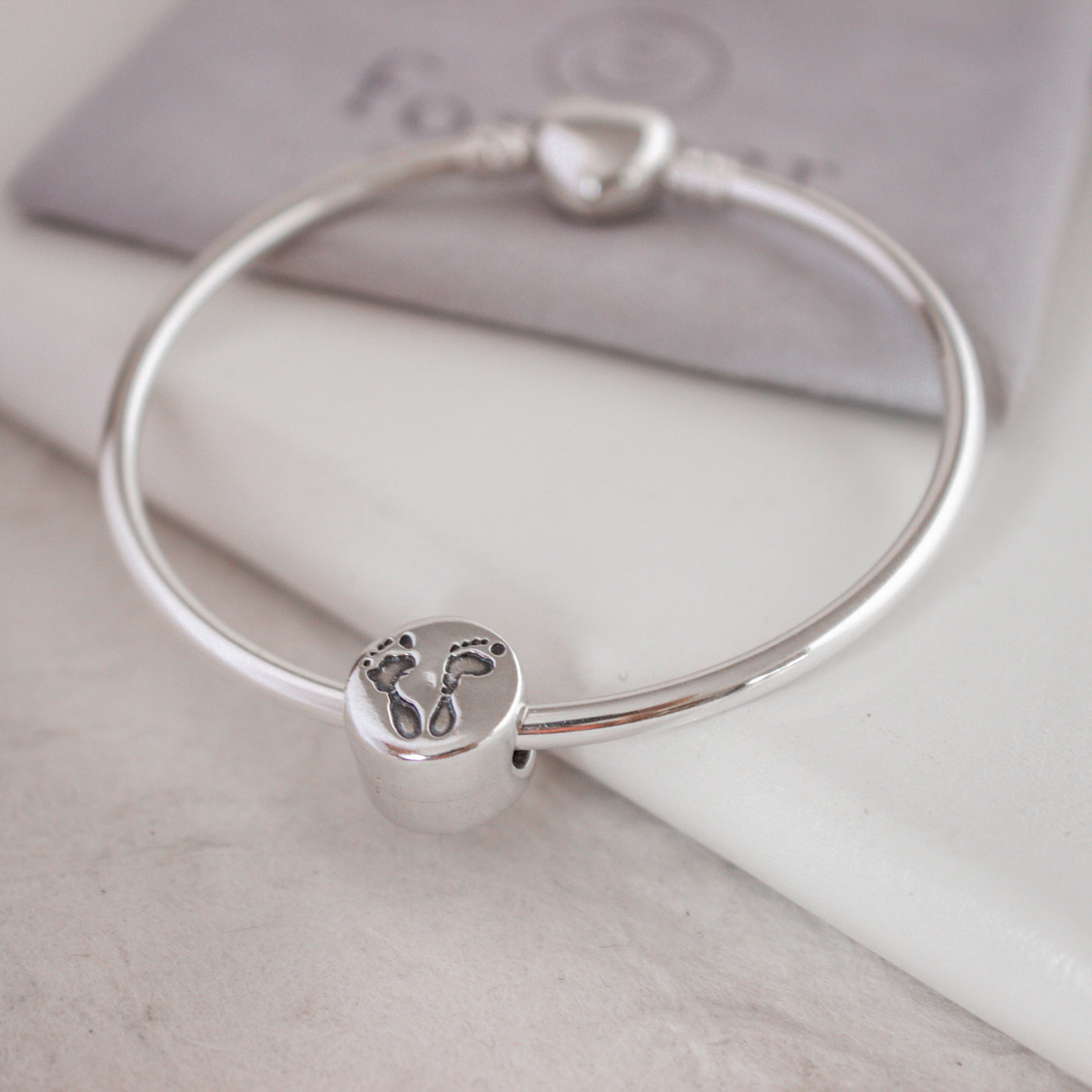 PERSONALIZED HAND OR FOOTPRINT CIRCLE PANDORA BEAD BANGLE | FOREVER IMPRINT JEWELLERY