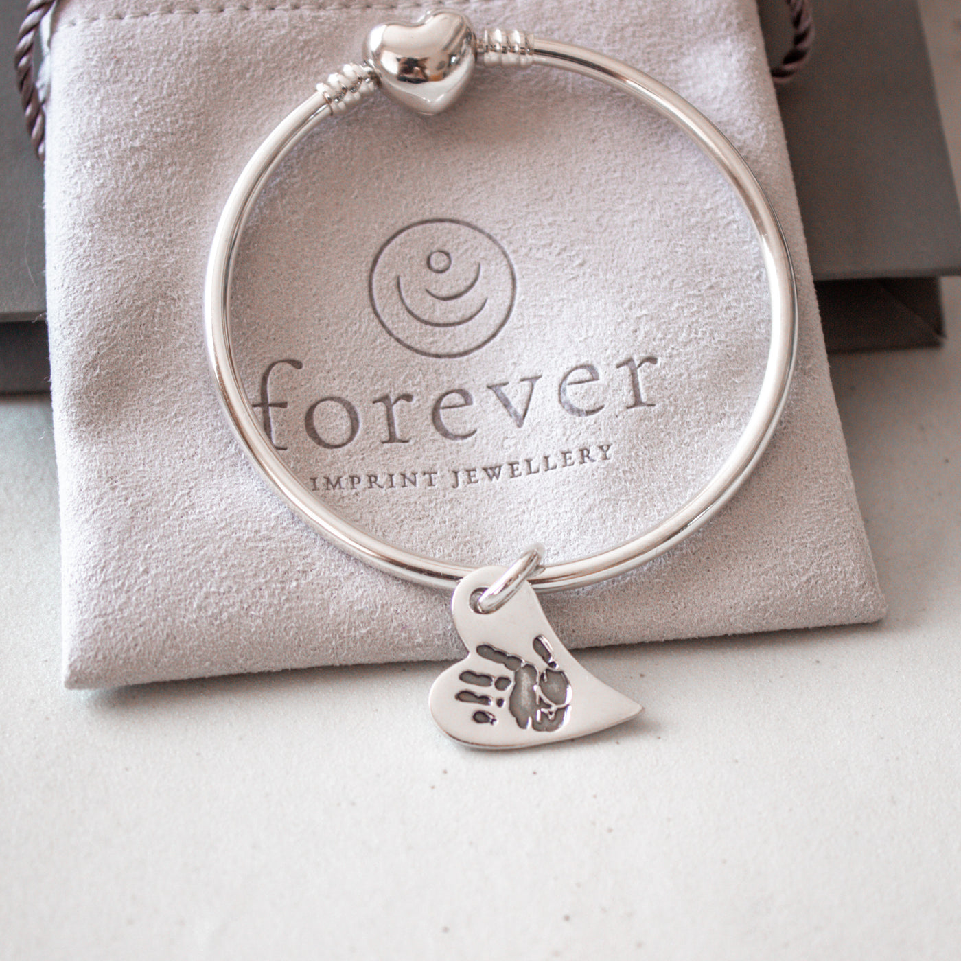 PERSONALIZED HANDPRINT OR FOOTPRINT HEART BANGLE | FOREVER IMPRINT JEWELLERY