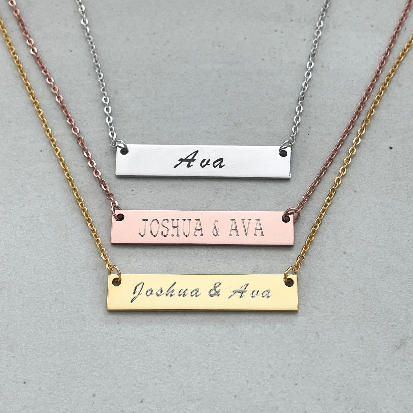 PERSONALIZED NAME BAR NECKLACE - SILVER, GOLD & ROSE GOLD | FOREVER IMPRINT JEWELLERY