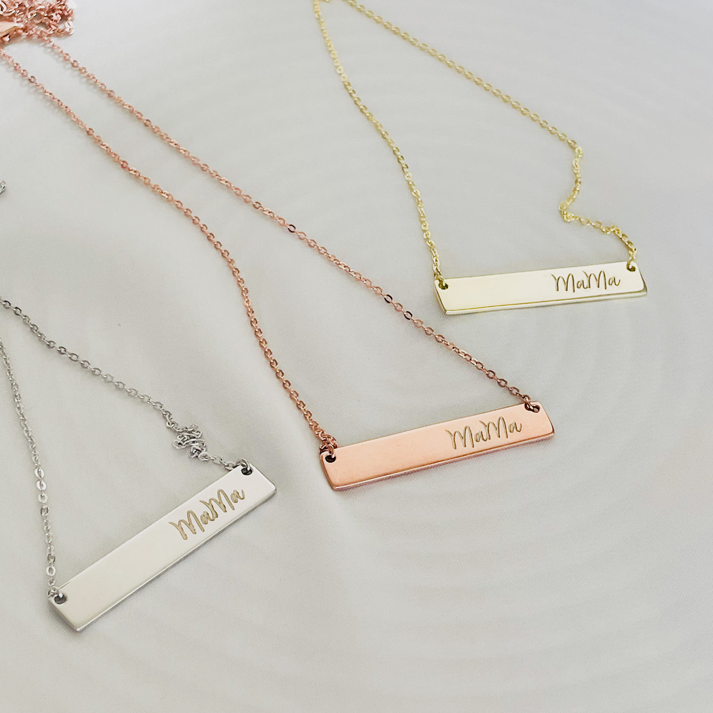 PERSONALIZED MAMA NAME BAR NECKLACE - SILVER, GOLD & ROSE GOLD | forever imprint jewellery