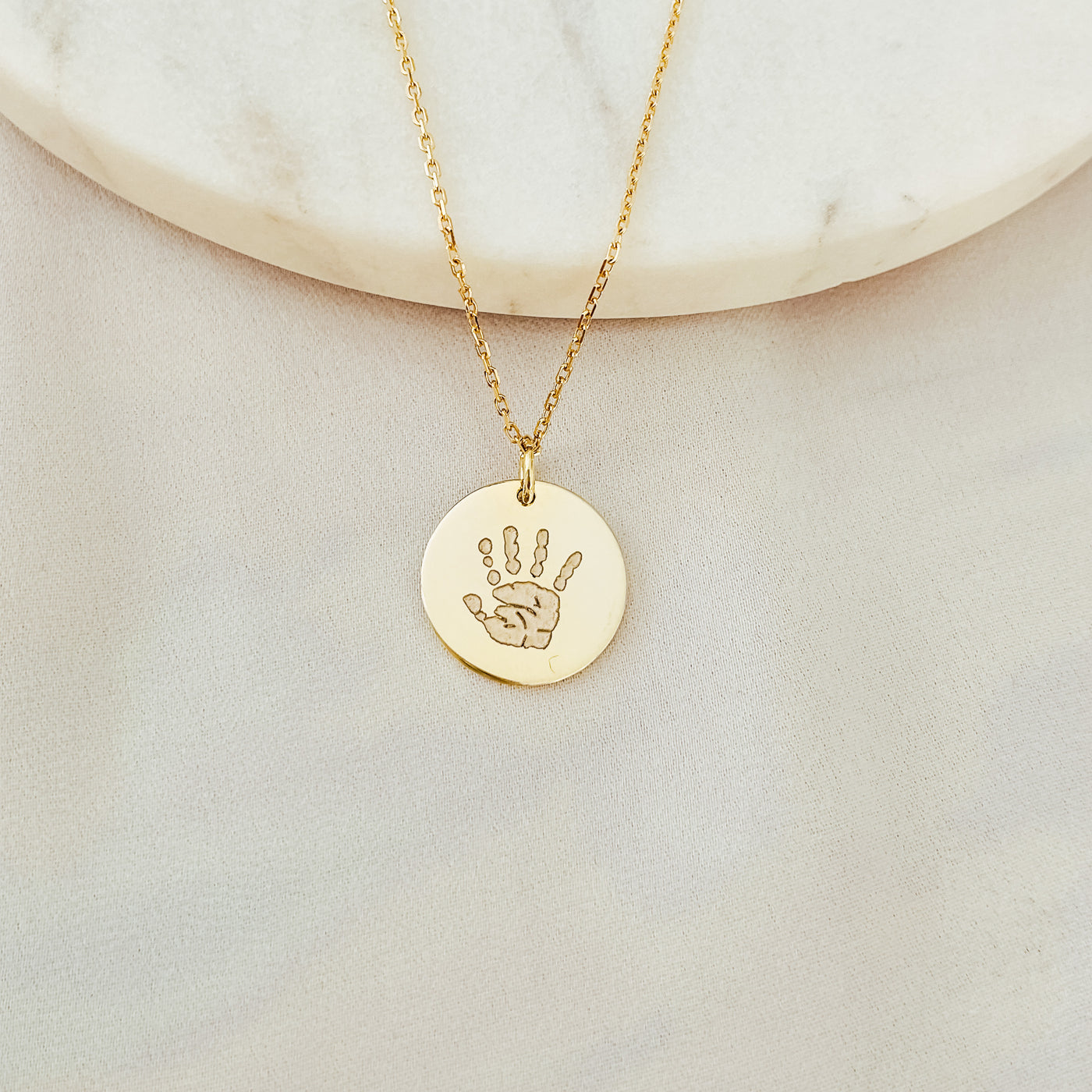 ENGRAVED GOLD AND ROSE GOLD HANDPRINT & FOOTPRINT NECKLACE | forever imprint jewellery