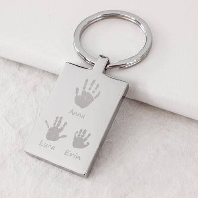 ENGRAVED HANDPRINT RECTANGLE KEYRING | forever imprint jewellery