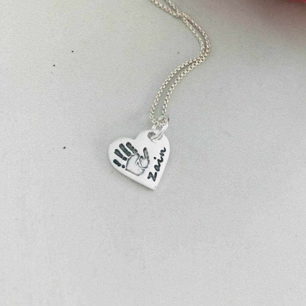 PERSONALIZED HAND OR FOOTPRINT HEART CHARM NECKLACE | FOREVER IMPRINT JEWELLERY UAE
