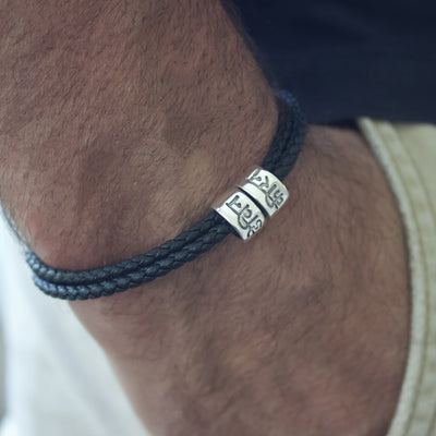 MEN'S PERSONALIZED NAME BEAD LEATHER BRACELET | FOREVER IMPRINT JEWELLERY UAE