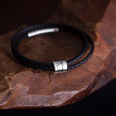 MEN'S PERSONALIZED HANDPRINT OR FOOTPRINT BEAD LEATHER BRACELET | FOREVER IMPRINT JEWELLERY