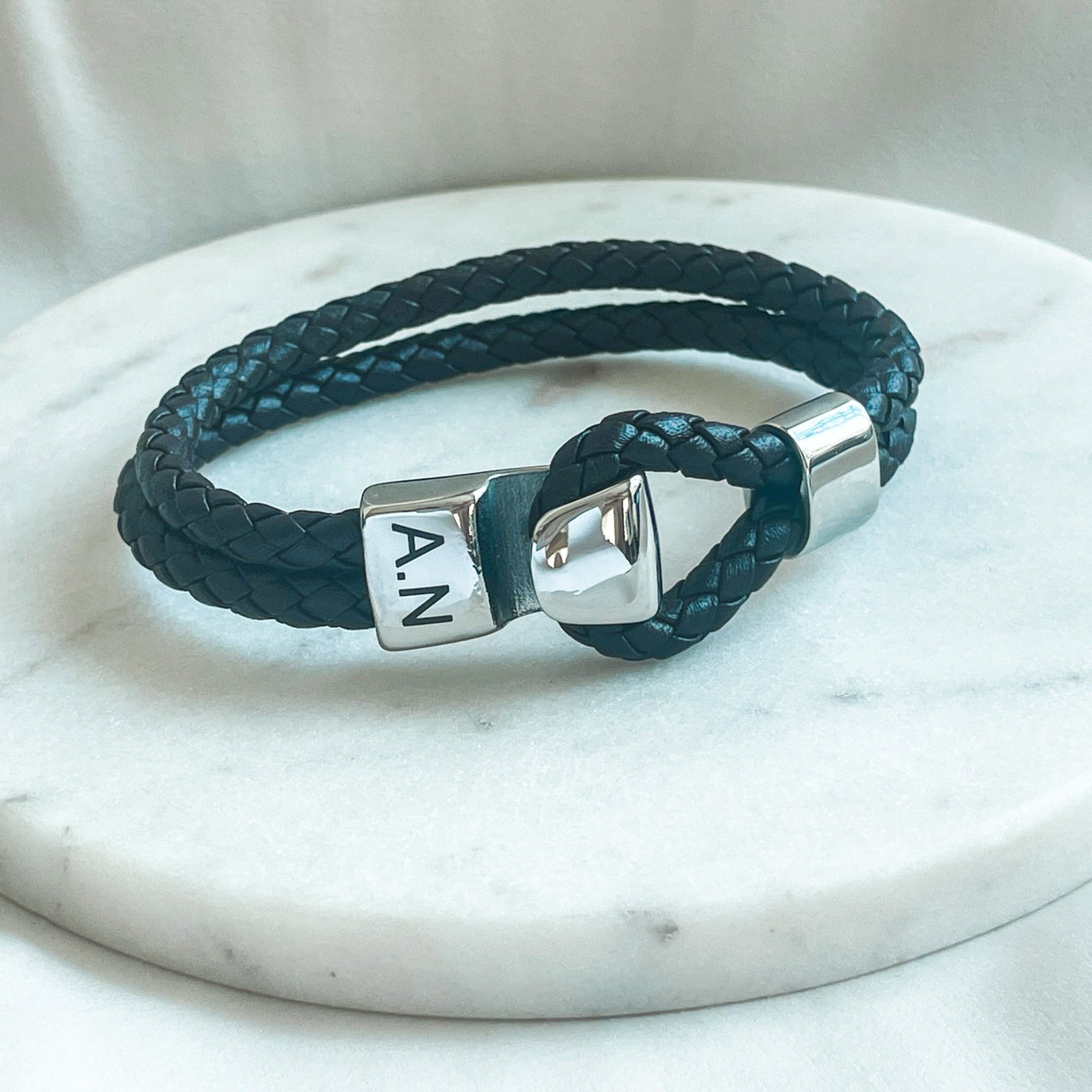 Men's Personalised Leather Engraved Bracelet