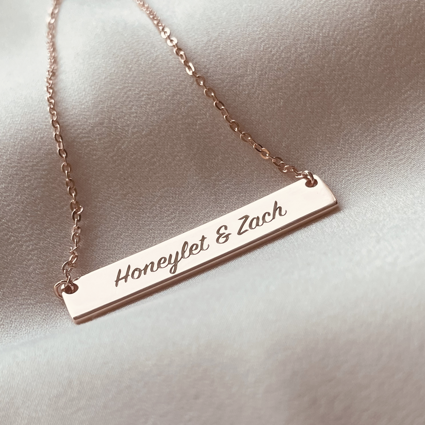 PERSONALIZED NAME BAR NECKLACE SILVER GOLD ROSE GOLD