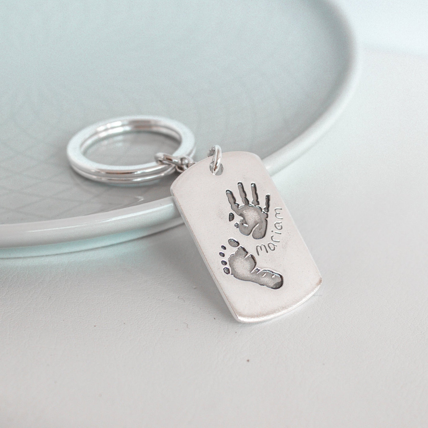 Personalised Hand & Footprint Military Style Keychain
