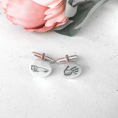 PERSONALIZED HANDPRINT & FOOTPRINT CIRCLE CUFFLINKS | forever imprint jewellery